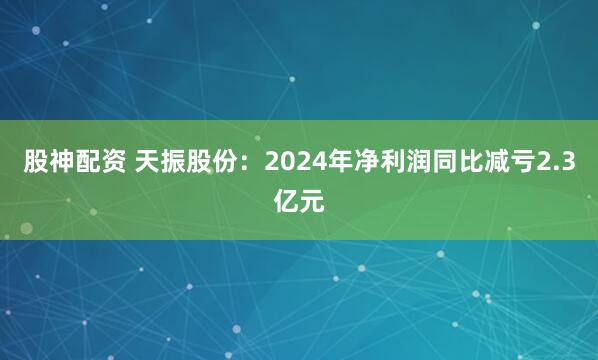 股神配资 天振股份：2024年净利润同比减亏2.3亿元